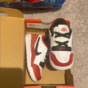 Nike Kids Red and White Jordan Sneakers
